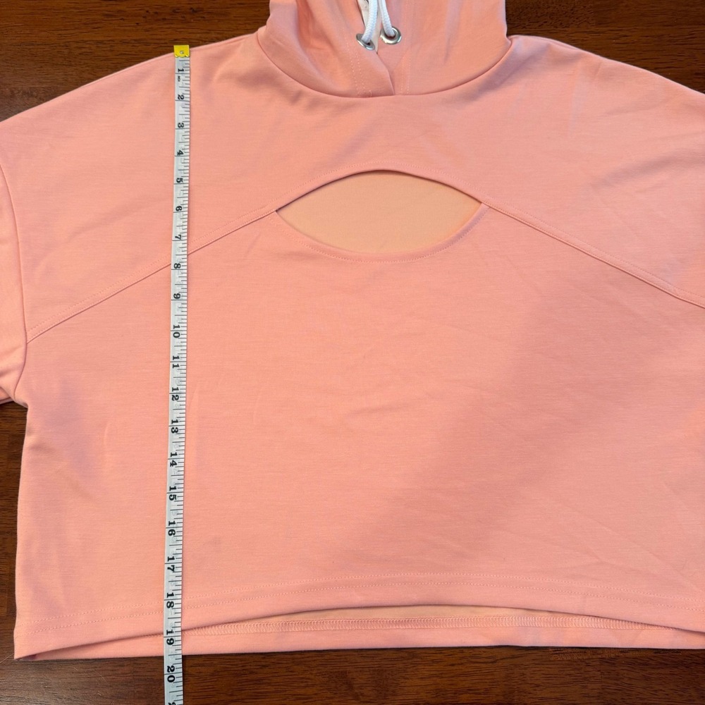 Daily Practice Anthropologie NWT Sport Cutout Crop Hoodie Rose Pink‎ Size Medium - Picture 10 of 10